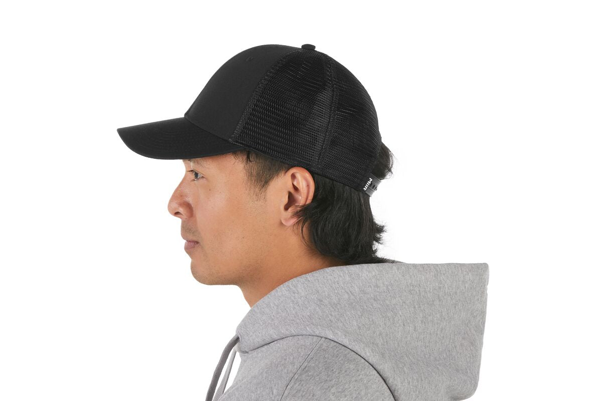 recycled-poly-low-profile-trucker-hat-v7 WebPDP-HAT002002_Recycled_Poly_Low_Profile_Trucker_Hat_Black_Studio_Harper_Studios_0723_Back__HAT002002OS.jpg