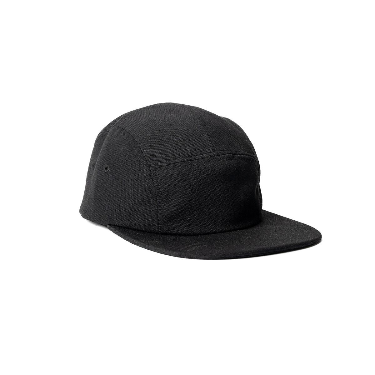 recycled-poly-flat-brim-5-panel-hat-z4 Web_PDP-FlatBrim5PanelHat_Studio_Front_Black.jpg